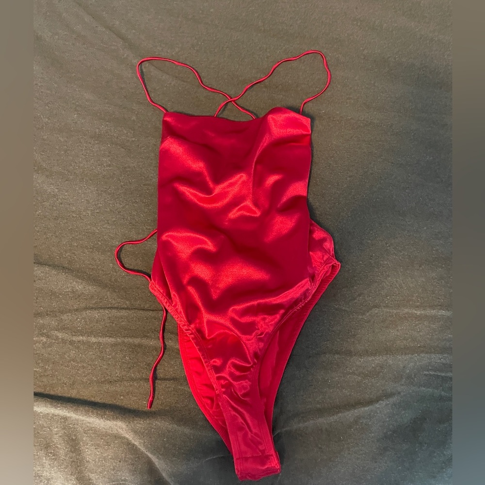 Princess Polly Red satin body suite worn once size 6